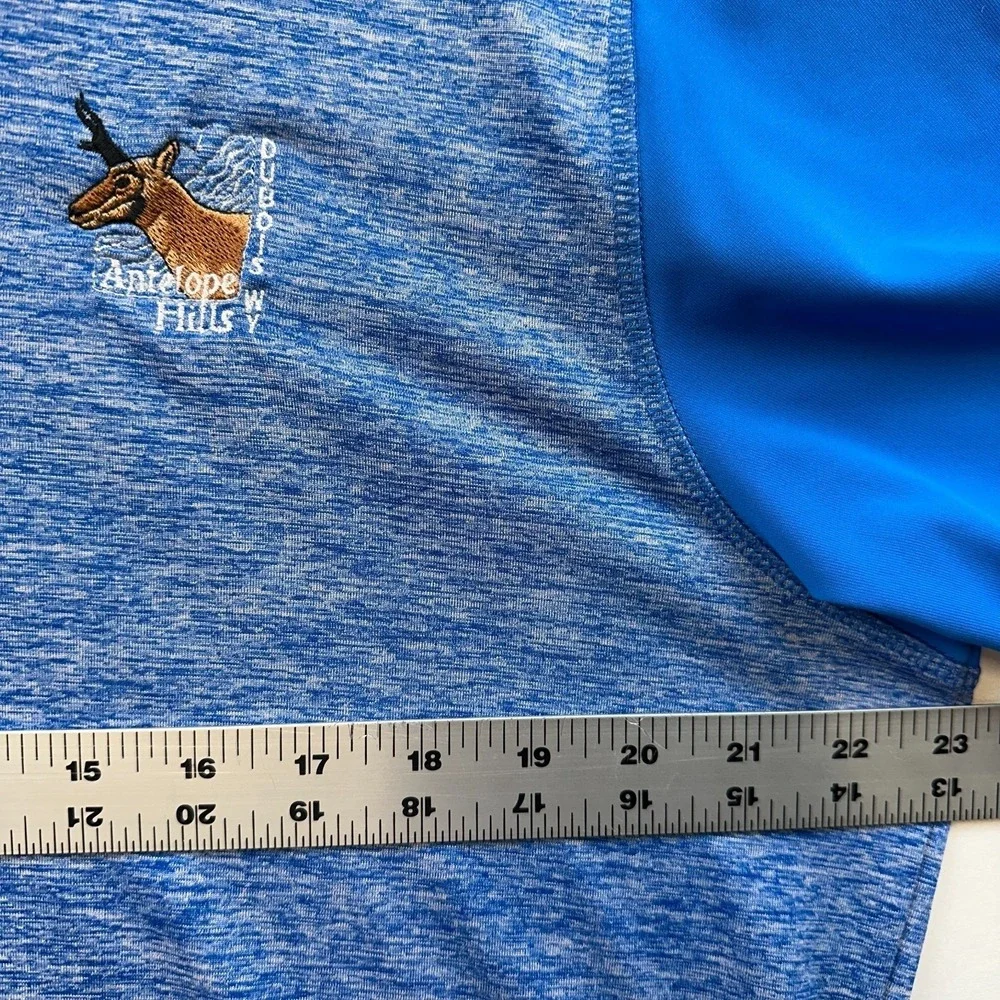 Adidas Golf PureMotion Polo Shirt Men's Large Wyoming Antelope Flats Raglan Blue